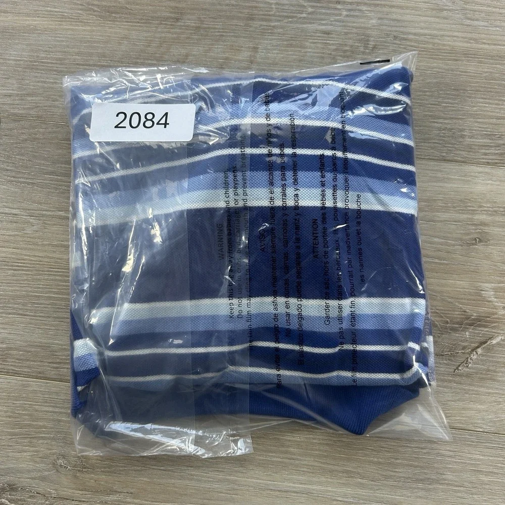 Polo Ralph Lauren Large Blue Stripe Short Sleeve Polo Flesh Pony Logo